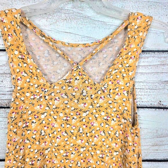 Rewind Yellow Floral Lace Hem Tank Top XS - Picture 5 of 8